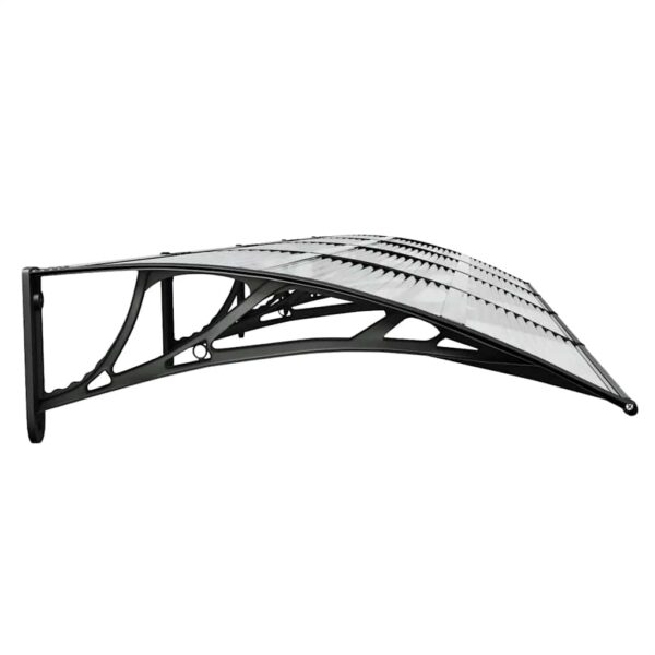 vidaXL Door Canopy Black and Transparent 350x75 cm Polycarbonate - Image 5