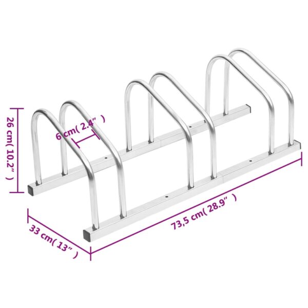 vidaXL Bike Rack for 3 Bikes Galvanised Steel - Image 6