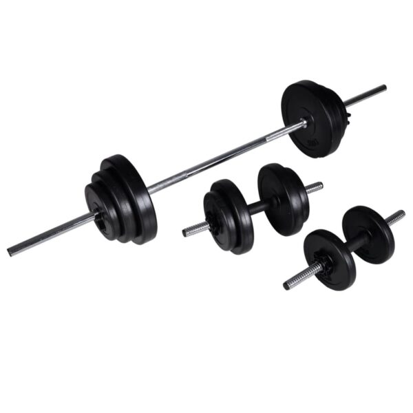 vidaXL Workout Bench with Barbell and Dumbbell Set 30.5 kg - Image 9