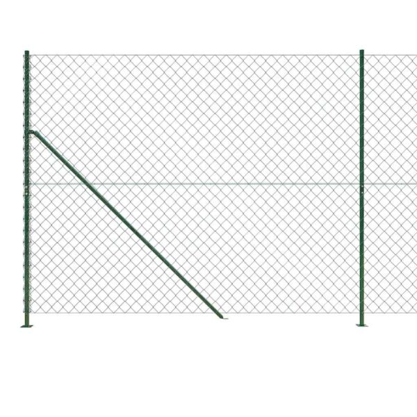 vidaXL Chain Link Fence with Flange Green 1.6x25 m - Image 5