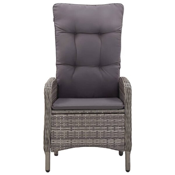 vidaXL 3 Piece Garden Bistro Set Poly Rattan Grey - Image 4