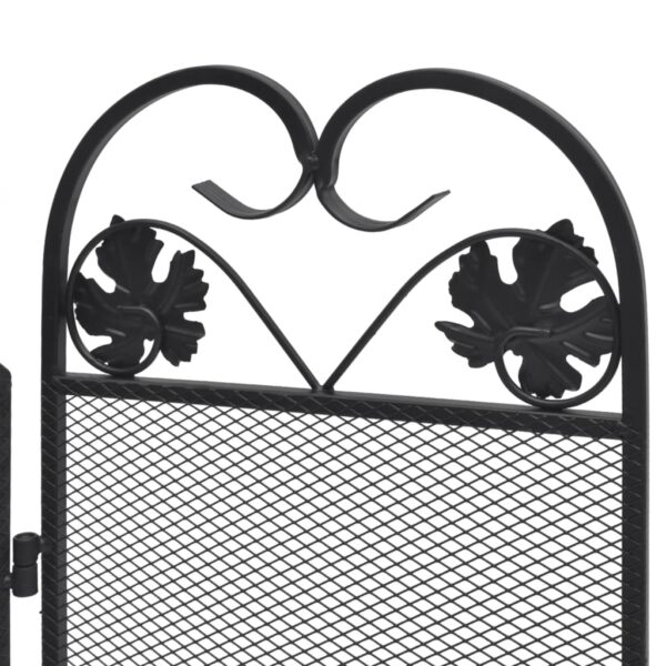 vidaXL 3-panel Fireplace Screen Iron Black - Image 5