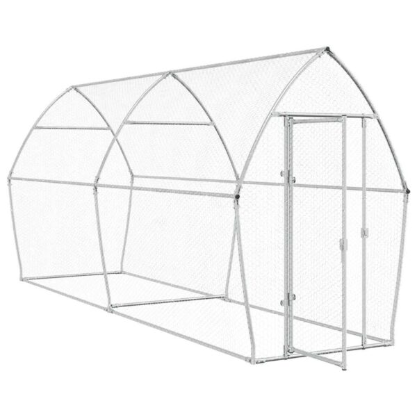 vidaXL Chicken Cage Silver 400x105x182 cm Galvanised Steel - Image 3