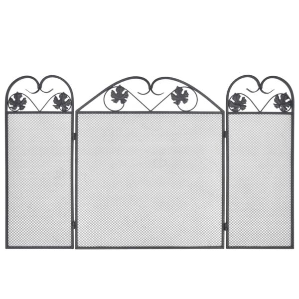 vidaXL 3-panel Fireplace Screen Iron Black - Image 3