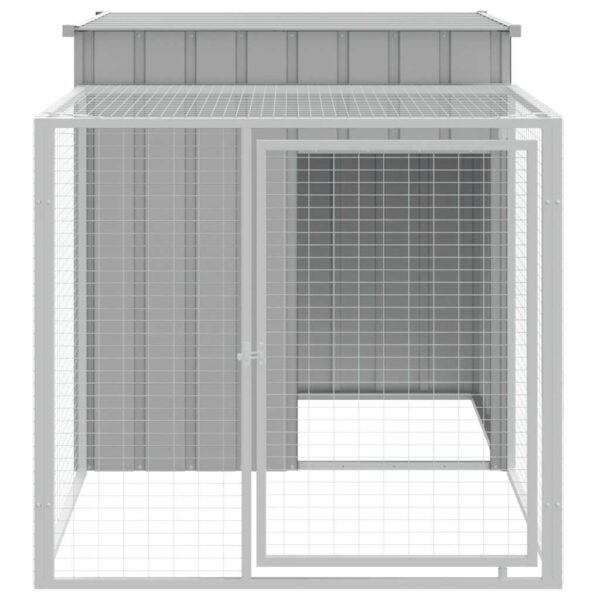 vidaXL Chicken Cage with Run Light Grey 110x201x110 cm Galvanised Steel - Image 3