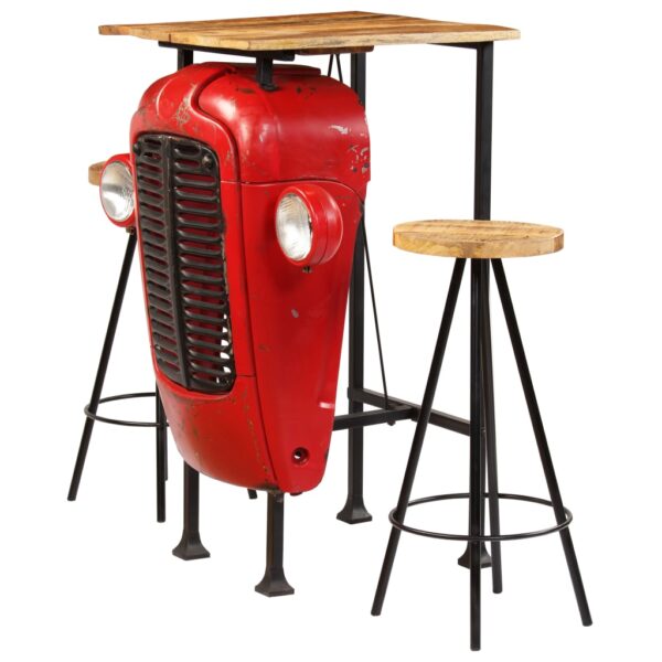vidaXL Bar Set 3 Piece Solid Mango Wood 60x60x107 cm - Image 1
