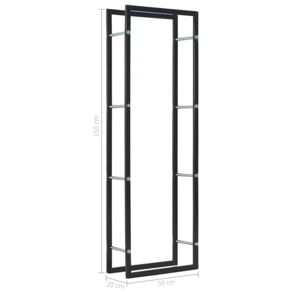 vidaXL Firewood Rack Black 50x20x150 cm Steel - Image 6