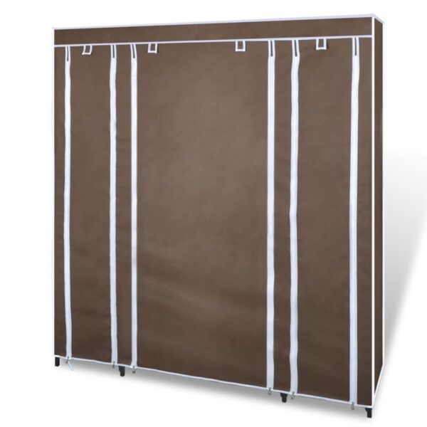 vidaXL Wardrobe with Compartments and Rods 45x150x176 cm Brown Fabric - Image 4