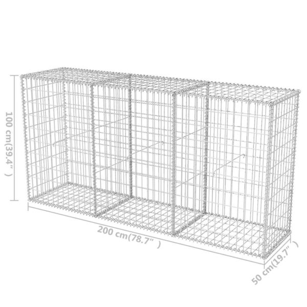 vidaXL Gabion Basket Galvanised Steel 200x50x100 cm - Image 7