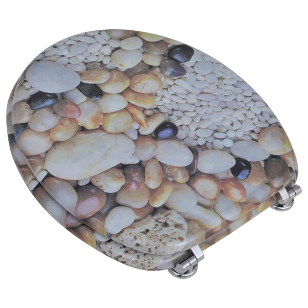 vidaXL Toilet Seats with Hard Close Lids MDF Pebbles - Image 4