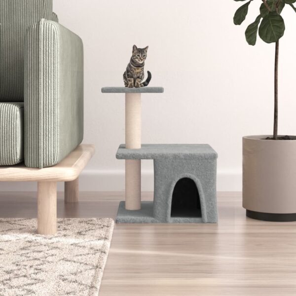 vidaXL Cat Tree with Sisal Scratching Posts Light Grey 48 cm - Image 1