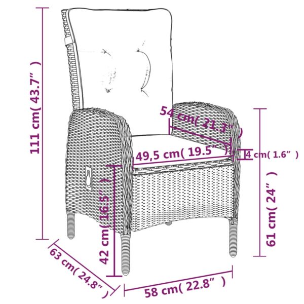 vidaXL 5 Piece Garden Dining Set Poly Rattan Grey - Image 7