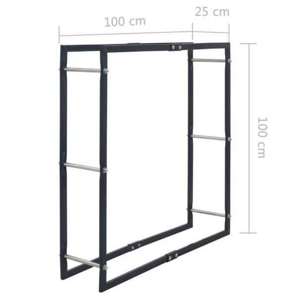 vidaXL Firewood Rack Black 100x25x100 cm Steel - Image 7