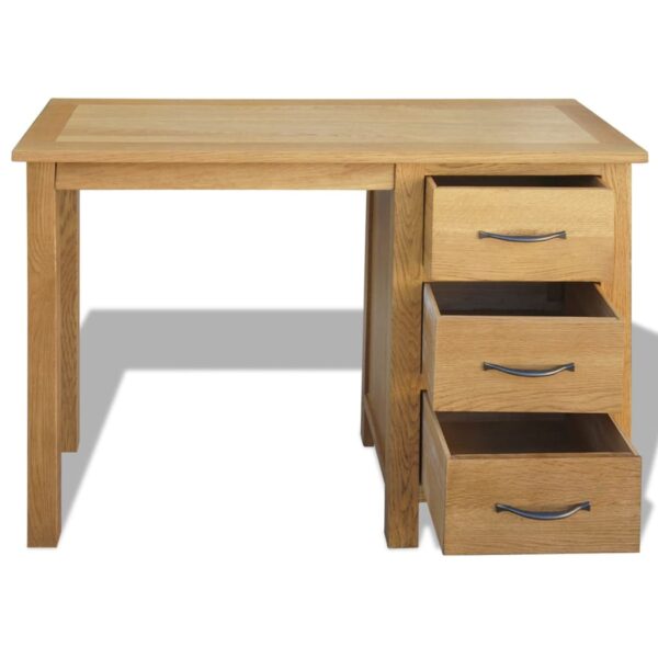 vidaXL Desk with 3 Drawers 106x40x75 cm Solid Oak Wood - Image 4