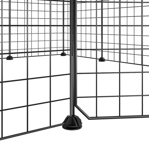 vidaXL 12-Panel Pet Cage with Door Black 35x35 cm Steel - Image 6