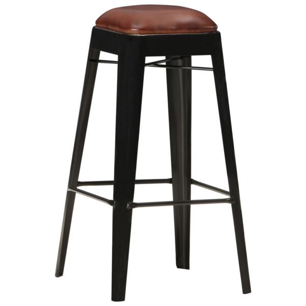 vidaXL Bar Stools 4 pcs Black Real Leather - Image 10
