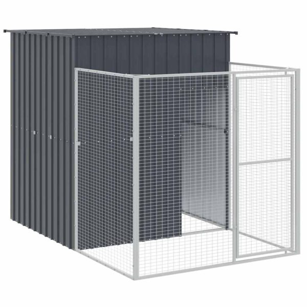 vidaXL Dog House with Run Anthracite 165x251x181 cm Galvanised Steel - Image 2