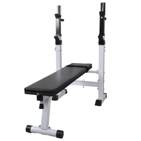 vidaXL Workout Bench with Weight Rack Barbell and Dumbbell Set 60.5kg - Image 2