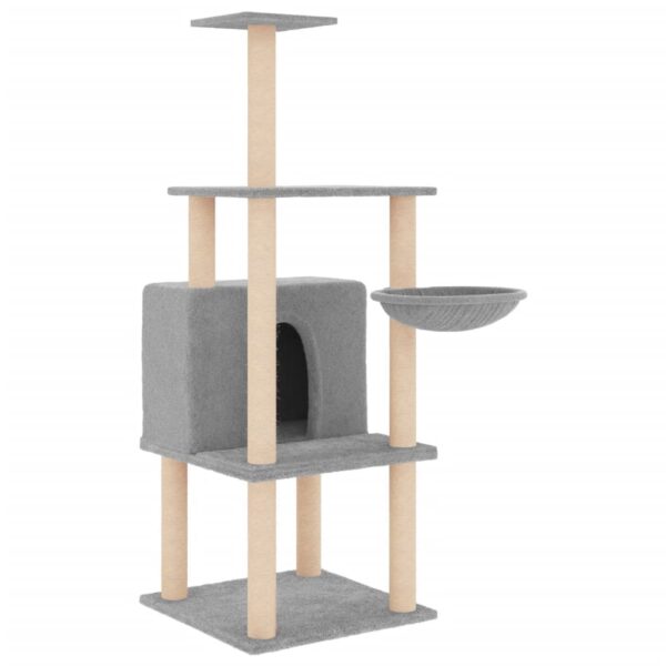 vidaXL Cat Tree with Sisal Scratching Posts Light Grey 132 cm - Image 2