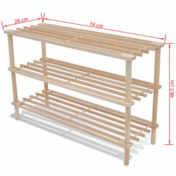 vidaXL 3-Tier Shoe Racks 2 pcs Solid Fir Wood - Image 5