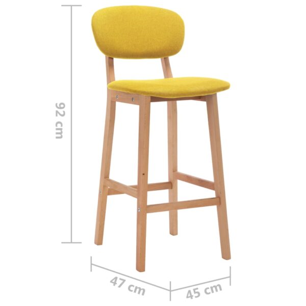 vidaXL Bar Stools 2 pcs Mustard Yellow Fabric - Image 8