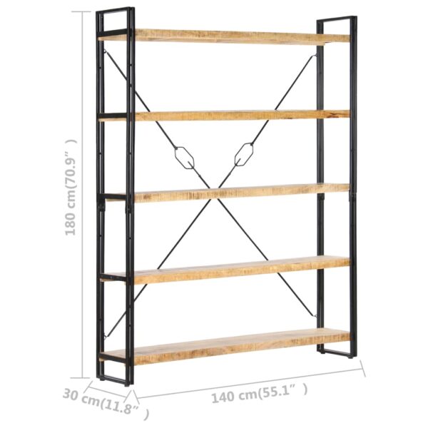 vidaXL 5-Tier Bookcase 140x30x180 cm Solid Mango Wood - Image 7