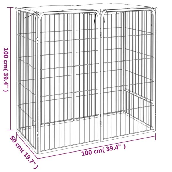 vidaXL Dog Playpen 6 Panels Black 50x100 cm Powder-coated Steel - Image 6