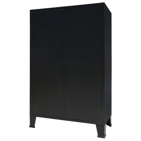 vidaXL Wardrobe Metal Industrial Style 67x35x107 cm Black - Image 4