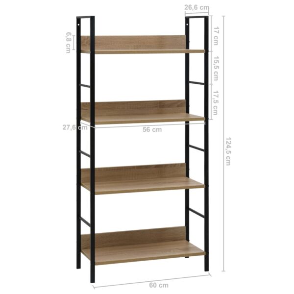 vidaXL 4-Layer Book Shelf Oak 60x27.6x124.5 cm Engineered Wood - Image 8