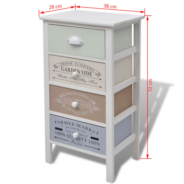 vidaXL French Storage Cabinet 4 Drawers Wood - Image 7