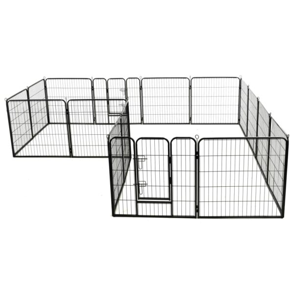 vidaXL Dog Playpen 16 Panels Steel 80x80 cm Black - Image 3