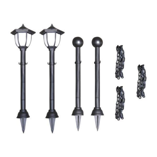 vidaXL Solar Lights 4 pcs with Chain Fence and Poles - Image 5