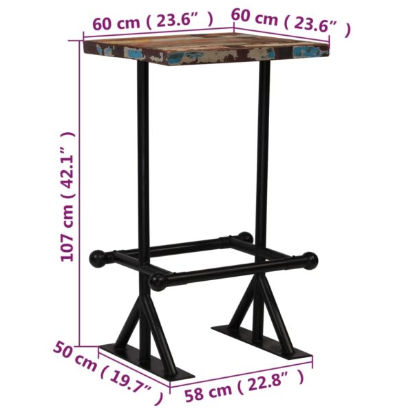 vidaXL Bar Table Solid Reclaimed Wood Multicolour 60x60x107 cm - Image 12