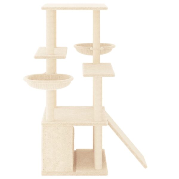 vidaXL Cat Tree with Sisal Scratching Posts Cream 133 cm - Image 4