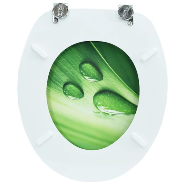 vidaXL WC Toilet Seat with Lid MDF Green Water Drop Design - Image 7