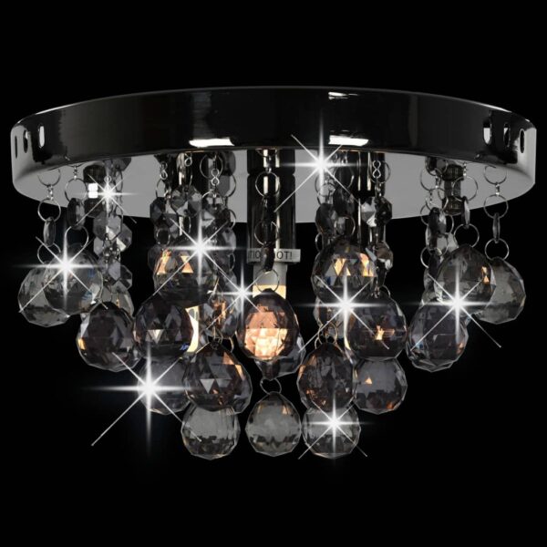vidaXL Ceiling Lamp with Smoky Beads Black Round G9 - Image 5