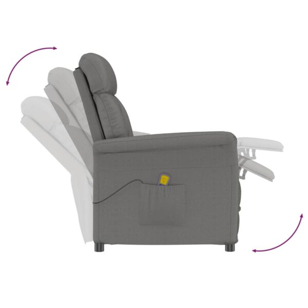 vidaXL Massage Chair Dark Grey Faux Suede Leather - Image 6