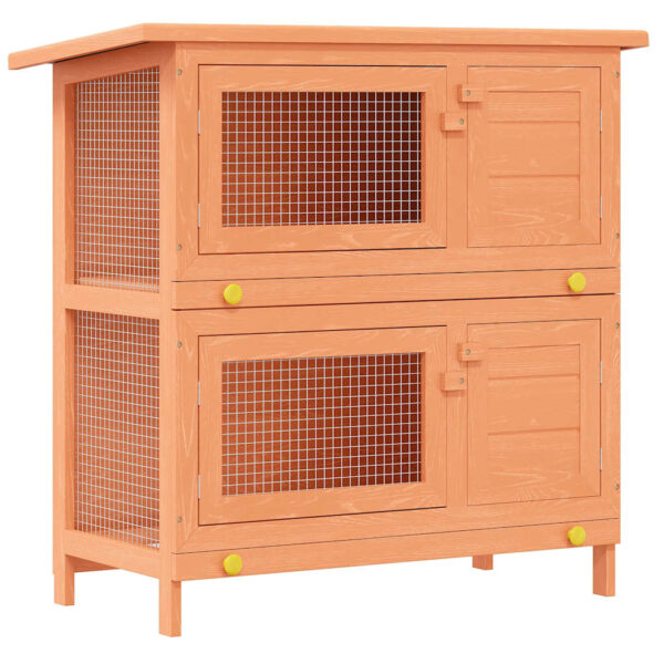 Outdoor Rabbit Hutch Small Animal House Pet Cage 4 Doors Wood - Image 2