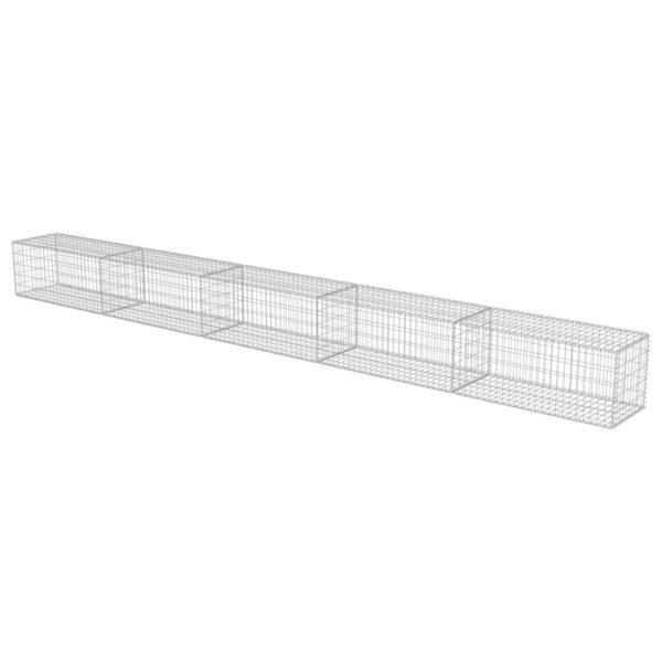 vidaXL Gabion Wall with Covers Galvanised Steel 600x50x50 cm - Image 3