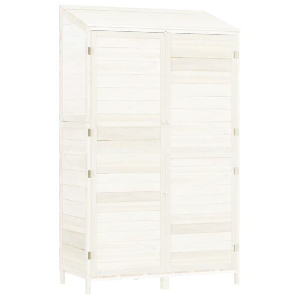 vidaXL Garden Shed White 102x52x174.5 cm Solid Wood Fir - Image 2