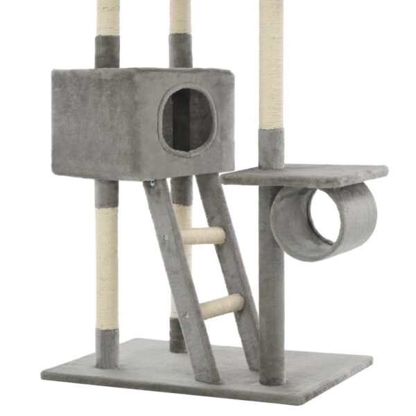 vidaXL Cat Tree with Sisal Scratching Posts 230-260 cm Grey - Image 6