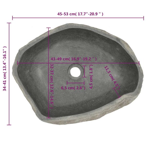 vidaXL Basin River Stone Oval (45-53)x(34-41) cm - Image 7
