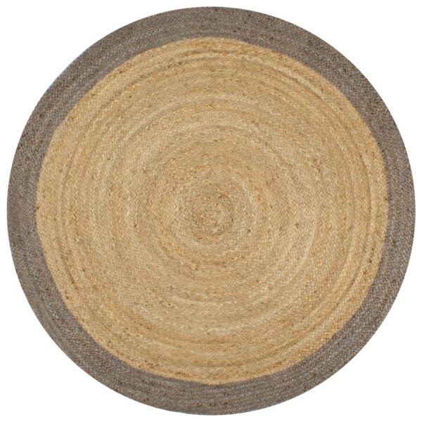 vidaXL Handmade Rug Jute with Grey Border 90 cm - Image 1