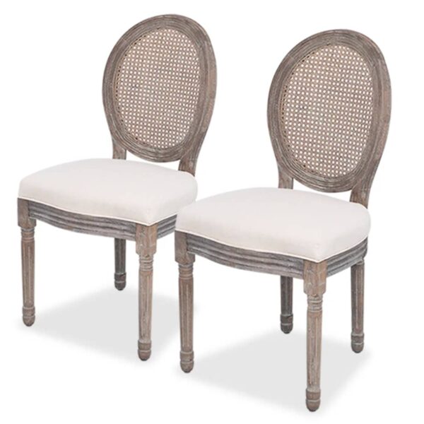 vidaXL Dining Chairs 2 pcs Cream Fabric - Image 1