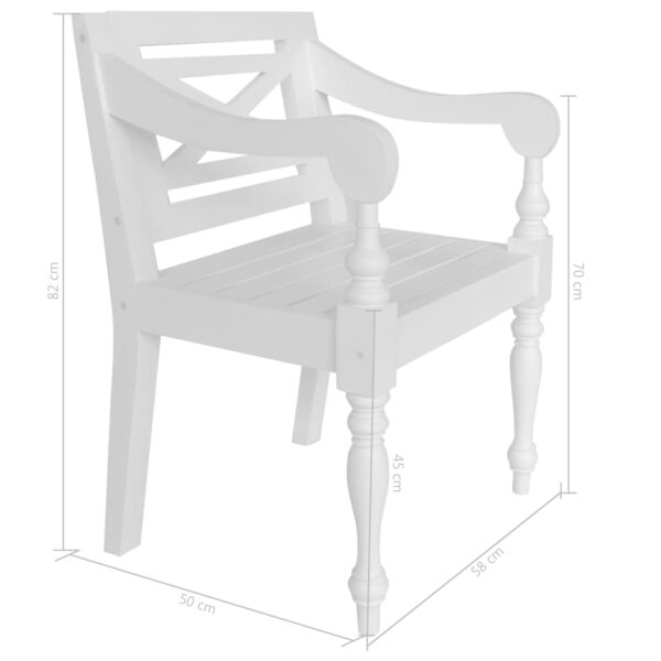 vidaXL Batavia Chairs 2 pcs White Solid Mahogany Wood - Image 7