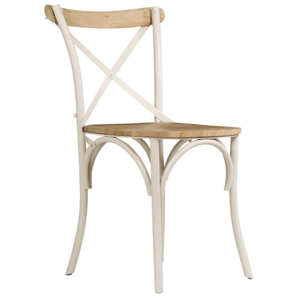 vidaXL Cross Chairs 2 pcs White Solid Mango Wood - Image 3