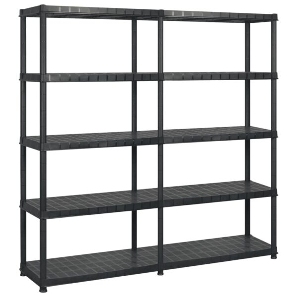 vidaXL Storage Shelf 5-Tier Black 183x45.7x185 cm Plastic - Image 1