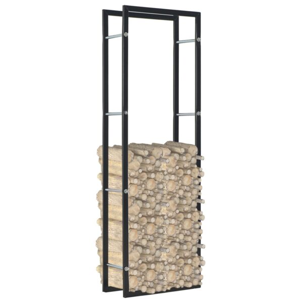 vidaXL Firewood Rack Black 50x20x150 cm Steel - Image 2