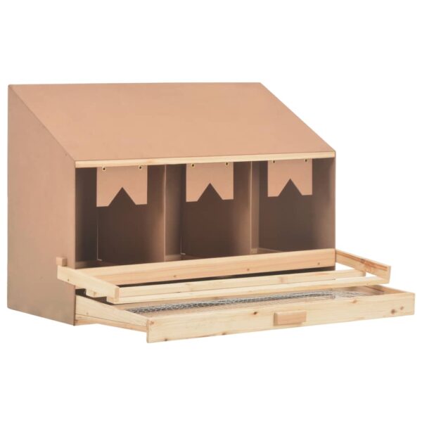 vidaXL Chicken Laying Nest 3 Compartments 93x40x65 cm Solid Pine Wood - Image 3