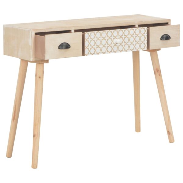 vidaXL Console Table with 3 Drawers 100x30x73 cm Solid Pinewood - Image 2